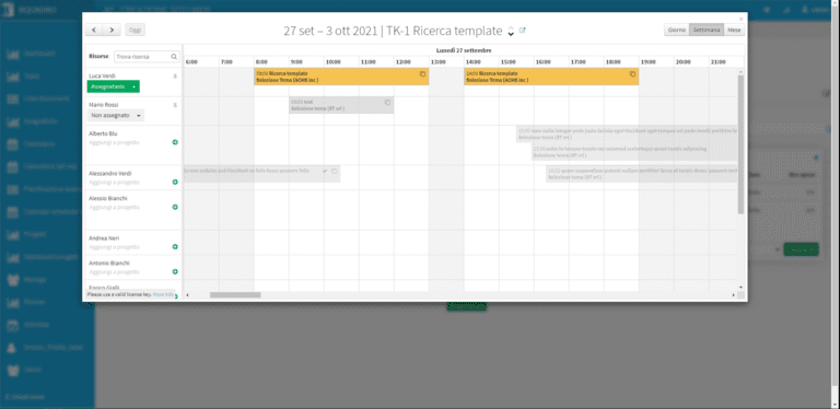 Esempio visualizzazione task a calendario